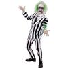 Smiffys Beetlejuice - Costume da bambino con giacca, camicia finta cravatta e pantaloni, licenza ufficiale Warner Brothers, costume classico Beetlejuice a righe con costumi per la famiglia abbinati