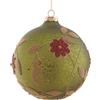 VETUR Sfera Di Natale Con Foglie E Fiori 12 Cm Verde