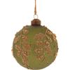 VETUR Sfera Di Natale Con Foglie E Perline 12 Cm Verde