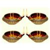 4 lampade a olio Kuber Diyas in ottone puja indù regalo religioso regalo Navr...