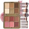 JasCherry Set Makeup 12 Colori con 10 Pennelli, Ombretti Opachi e Sfumati, Fard Cipria, Kit Trucco Facile per Principianti, Cruelty Free e Vegan, Ideale per Viaggio