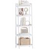 SMIBUY Libreria a scala in bambù, organizer per rack da bagno, espositore per piante autoportante a 4 e 5 livelli Scaffali salvaspazio per camera da letto, cucina (bianco, 5 livelli (127cm H))