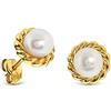 Miore Orecchini Donna Piccoli a Lobo Perle di fiume Oro Giallo 9 Kt / 375