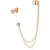 Bling Jewelry Cartilagine Geometrica Plain Band Con Catena Ear Warp Cuff Cz Stud Ear Lobe Earring Per Donne Adolescenti Uomini Rose Gold Plated .925 Sterling Silver