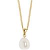 MIORE - Collana Donna con Perla Naturale Coltivata. Ciondolo Oro Giallo 14KT 585-Catena Cm. 45 in Oro 14KT 585 - Gioiello Anallergico