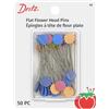 Dritz 2 Flat Flower Head Pins, 50 Count, Assorted Colors Spilli a Forma di Fiore Piatto, Confezione, Assortiti, 2 - inch, unità