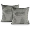 AmeliaHome 2 federe 45 x 45 cm, con chiusura lampo, effetto velluto, motivo pavone, colore: grigio