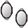 Eaoundm Specchio decorativo ovale da parete, 36,8 x 25,4 cm, stile vintage, da appendere (marrone, 2 pezzi)