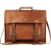 Fatto a mano Messenger portatile 18" uomo pelle di capra interno 18" vintage vera spalla 4...