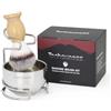 tonhawness Set di pennelli da barba da uomo, kit da barba 3 in 1 che include pennello da barba in nylon e setole di tasso, ciotola da barba in acciaio inox e supporto per rasatura bagnata