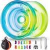 MAGICYOYO Crystal Yoyo K2 Blu Giallo Responsive JoJo per Bambini Principianti, Dual Purpose Yoyo Professional Trick JoJo, Plastica Yo yo con Kit Jo-jo Non Reattivo, 12 Corde, Case