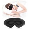 SandKing Maschera per gli occhi di sonno in seta ghiacciata 3D nera-maschera per il sonno degli occhi che bloccano la luce regalo per uomini donne,maschera per gli occhi senza pressione per il pisolino, la