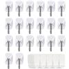 JELLYSUB 20 Ganci, 40 Strisce, Ganci Adesivi Bianco con Punta Metallica per Appendere Chiavi, Borse, e Decorazioni - Organizzare senza Forare o Danneggiare il Muro (Piccole)