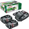 Bosch Home and Garden Kit di Avviamento fai da Te, con 2 Batterie, Caricabatterie Rapido, Scatola (18 V, 2.5 Ah), 18 V