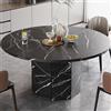HSH Tavolo da pranzo rotondo da 4 a 6 persone, tavolo da pranzo con effetto marmo, in legno, design moderno, per sala da pranzo, soggiorno, nero, 120 cm