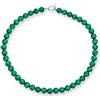 Bling Jewelry Collana di perle rotonde da 10MM in imitazione malachite verde foresta scura gioielli semplici occidentali per donne con chiusura placcata in argento 19 pollici.