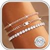 Finrezio 3 Pezzi Bracciale Tennis Donna Argento 925 Braccialetti a Catena Placcati Oro 14K Zircone Bracciali Set Braccialetti Regolabile Gioielli Oro per Donna