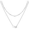 U7 Collana Donna Lettera M e Cuore a Catenina Doppio Strato in Acciaio Inossidabile Collana Iniziale M Colore Argento Regalo per Donna Ragazza Compleanno Natale