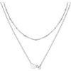 U7 Collana Donna Lettera V e Cuore a Catenina Doppio Strato in Acciaio Inossidabile Collana Iniziale V Colore Argento Regalo per Donna Ragazza Compleanno Natale