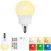 Pinrutar Lampadina LED Ricaricabile E14 con Telecomando, Dimmerabile, Magnetica, Batteria Integrata, 3 Temperature Colore + 9 RGB, 480LM, 3 Timer, per Lampade Senza Corrente, Campeggio & Emergenza 1 Pack