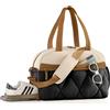 Lekespring Borsone da Viaggio Puffer per Donna Uomo, Borsa Palestra con Scomparto Scarpe e Borsa Bagnata, Borsoni Bagaglio a Mano, Borse Tracolla Leggero per Ospedale Weekend Sport, Beige con Marrone