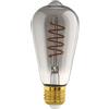 Eglo connect.z - Lampadina LED Smart Home E27, ST64, ZigBee, app e controllo vocale Alexa, dimmerabile, colore luce: bianco caldo, 4 W, design vintage in vetro fumé