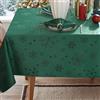 MATIRUG Tovaglia natalizia 60 x 120 cm, per tavoli rettangolari, a prova di perdite, senza pieghe, verde con fiocchi di neve, in tessuto jacquard per Natale, inverno, vacanze, Capodanno