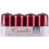 DONAU HOME Set di candele a colonna standard di vernice/candela di paraffina, 50 x 100 mm/ 4 pezzi/rosso metallizzato lucido/candele da tavola per decorazione/candele decorative