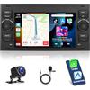 Motorsi Carplay Autoradio per Ford Transit Fiesta Focus Galaxy con Bluetooth, 2GB+64GB Android Auto Car Stereo 7 IPS Schermo con GPS 5G WiFi RDS/FM SWC USB Mirror Link Canbus +Telecamera Posteriore