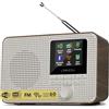 LEMEGA IR1 Radio Internet WIFI portatile,radio digitale DAB/DAB+/FM,Bluetooth,doppio allarme,sveglia,60 preselezioni,uscita cuffie,display a colori,batterie o alimentazione di rete - Finitura Noce