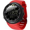 Forrader Orologio sportivo digitale da uomo, impermeabile, tattico, con retroilluminazione a LED, sveglia, data, orologio militare da uomo, Rosso, Cinturino