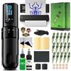 INKin Kit Tatuaggi Professionale, Macchinetta Tatuaggi Senza Fili con Corsa Regolabile 2.2-4.2mm e 1600mAh Batteria, Macchina Tatuaggi Kit Completo con Stampante Stencil Tattoo e Aghi Revo Tattoo