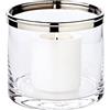 EDZARD Portacandela Molly (altezza 10 cm, diametro 11,5 cm) vetro cristallo soffiato a mano con bordo in platino - lanterna per candeline per candeline maxi