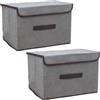 NCRGB Scatole Portaoggetti in Tessuto,Scatole Portaoggetti Scatole per Armadio con Coperchio Set,Pieghevole,Contenitore per Armadio,Vestiti,Armadi (36×23×24cm/2pack, Grigio)