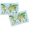 HERMA 19667 - Set di 3 sottomano per scrivania, motivo: mappa del mondo, antiscivolo, facile da pulire, con stampa fronte/retro, in robusto cartone