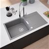 evineo line 200 Lavello da cucina con mensola laterale La: 100 P: 51 cm, MAD100LGR, line 200 grigio [Lavelli da Cucina > per Base Sottolavello a partire da 60 cm]