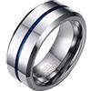 PAURO Tungsteno 8mm Anello Blu Scanalato Centro Finitura Lucida Comfort Fit Misura 25