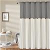 Lush Decor Tenda da doccia con bottoni in lino, misto cotone, grigio scuro e bianco, 170 x 172 cm