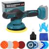 Roadtime Lucidatrice a batteria 15 cm per Makita 18V (senza batteria) | Tornio lucidante per auto, 12 accessori, 2500-5000 rpm, 6 velocità, lucidatrice eccentrica per detailing e lucidatura
