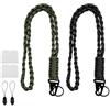 JRSHIRLEYLTD 2 portachiavi paracord, colore verde e nero, con moschettone, portachiavi in paracord, per documenti, campeggio all'aperto