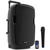 Audibax Denver Speaker Combo Port 10 VHF. Cassa Bluetooth con USB/SD - Trolley System, Batteria + Cavo CA 12 V - Schermo LCD - Microfono Wireless, Nero