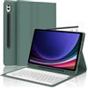 FOGARI Cover con Tastiera per Samsung Galaxy Tab S9+ 2023/S10+ 2024 12.4, Custodia Tastiera Italiano Rimovibile Bluetooth Wireless con supporto per la stilo Per Galaxy Tab S9 Plus/S10 Plus, Verde scuro