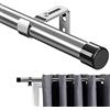 FLY HAWK Bastone per Tenda, 76-238 cm Aste per Tende per Finestra con Manopole a Cappuccio con Staffe, Bastone per Tende Regolabile Set di Ferramenta in Acciaio Inossidabile Finestra della Camera/Argento