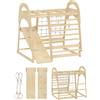 AIYAPLAY Struttura da arrampicata per interni 6-in-1, con scivolo, sbarre, rete e parete da arrampicata, scala, 3-6 anni, Legno | Aosom Italy