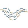 HOMCOM Wall Art Banco di Pesci in Metallo con Viti Incluse, 99.7x3.8x50.2 cm, Oro e Blu | Aosom Italy