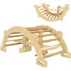 AIYAPLAY Arco Montessori in Legno per Bambini 2-4 Anni Convertibile in Dondolo 110x52x45 cm, color Legno | Aosom Italy