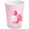 Bigiemme Bicchiere Carta 250 Ml 1 Compleanno Palloncini Rosa 8 Pz