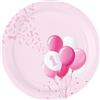 Bigiemme Piatto Carta D 18 Cm 1 Compleanno Palloncini Rosa Cf 8 Pz