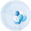 Bigiemme Piatto Carta D 18 Cm 1 Compleanno Palloncini Azzurro Cf 8 Pz