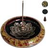 KOPYFANTAP Bruciatore di Incenso Ceramica con Portaincenso di Loto, Giallo | Incensiere con Supporto a Forma di Zucca e Coperchio per Bastoncini, Incenso Conico, Yoga, Meditazione, Decorazione Domestica
